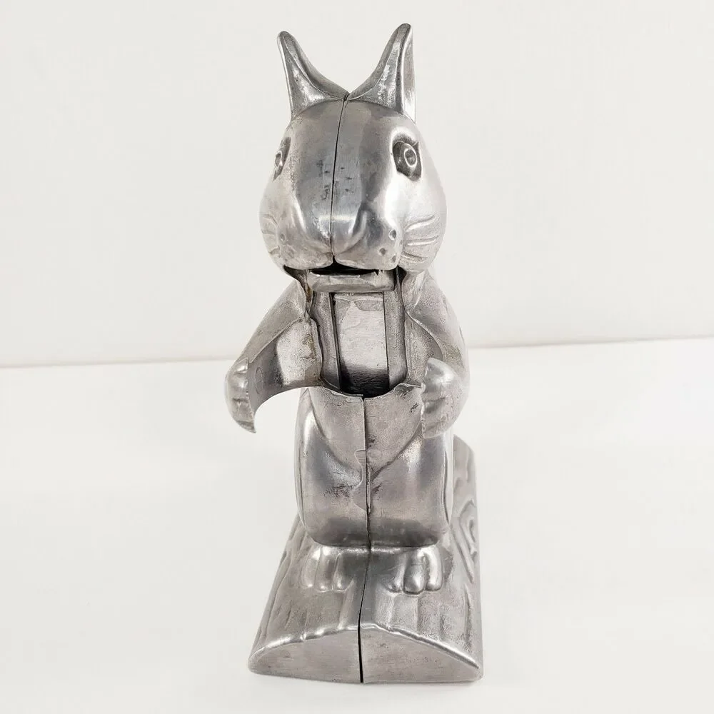 Squirrel Sitting on Log Nutcracker Cast Metal Animal Cabin Lodge Rustic Wildlife